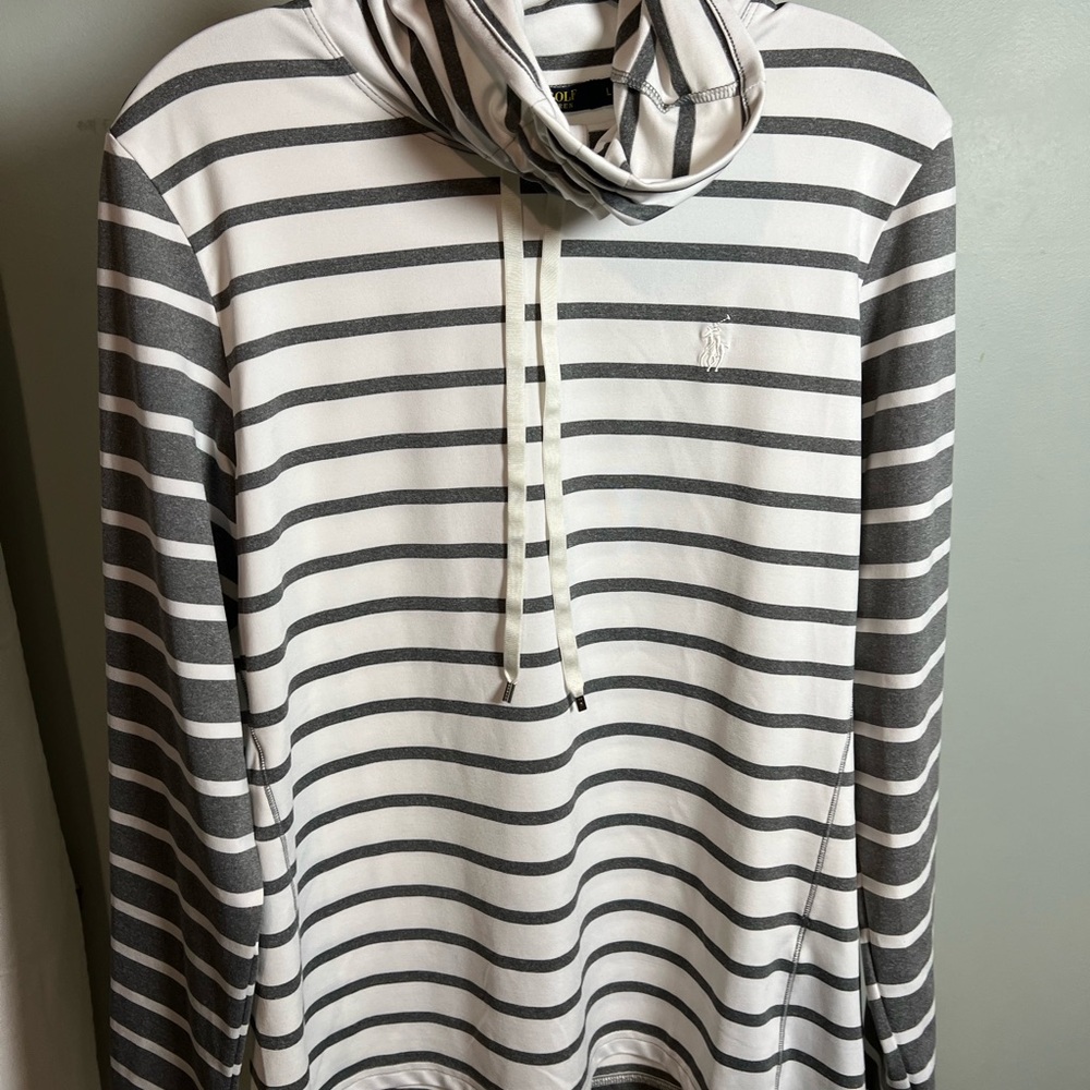 Polo by Ralph Lauren Gray and White Turtleneck Knit Top
